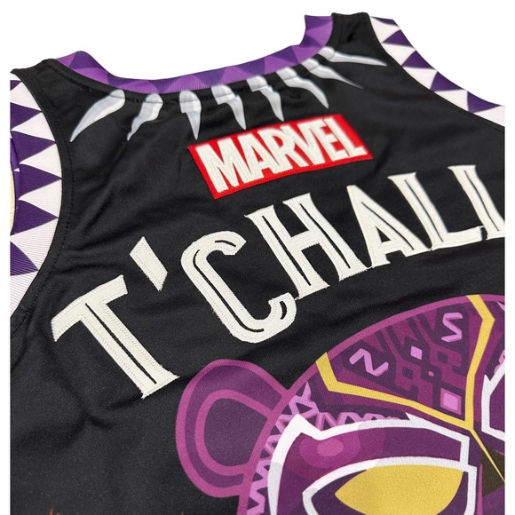 Pink Panther X Marvel Black Panther T'Challa Headgear Classics Basketball Jersey - Picture 4 of 5